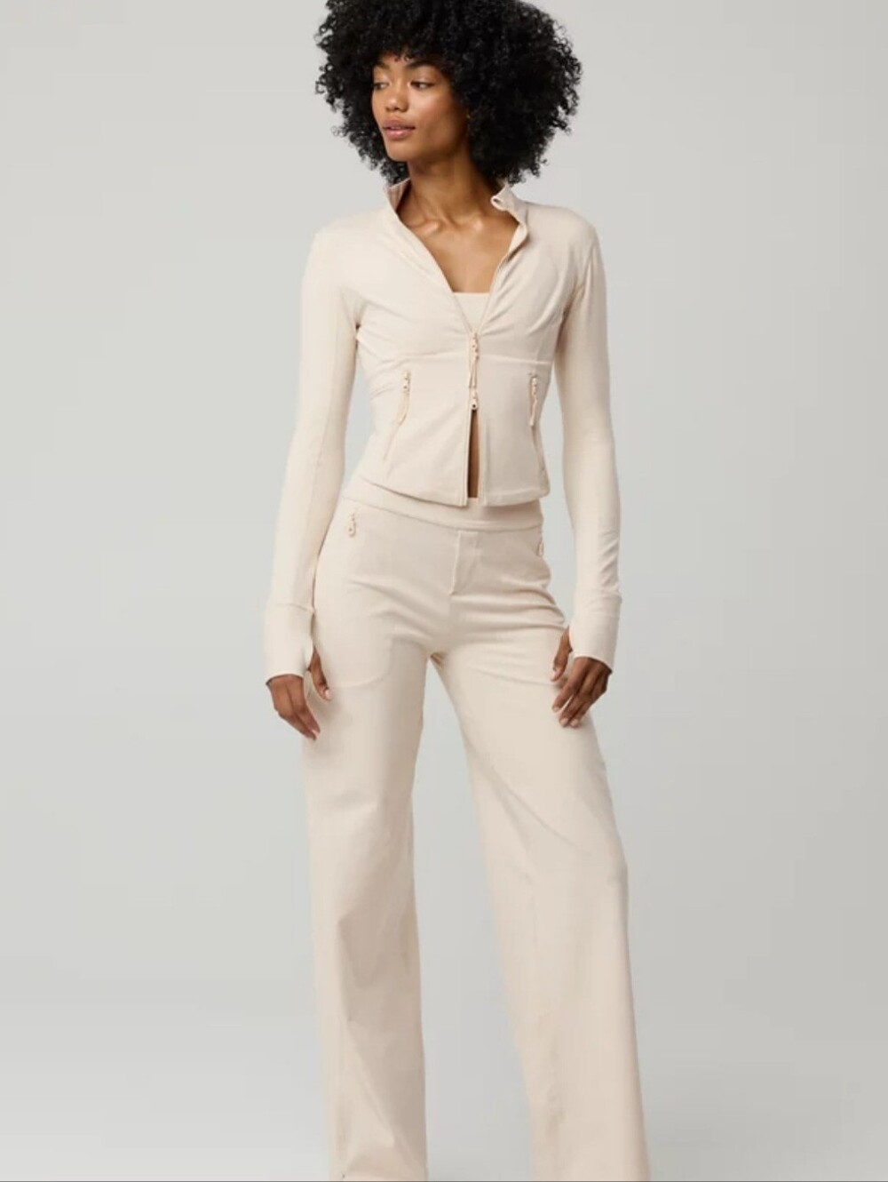 Cream Wide-Leg Pants Aerie